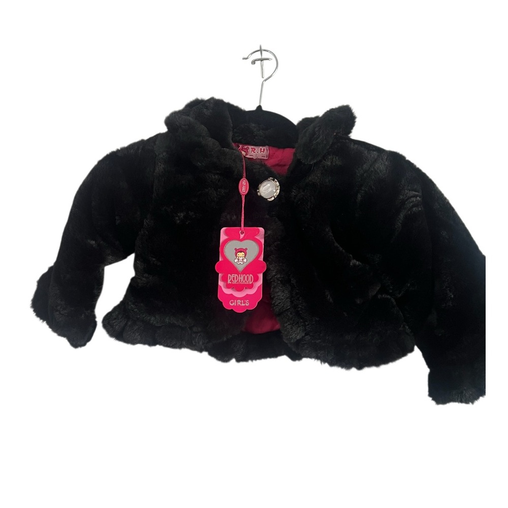 Black Faux Fur Jacket for Girls